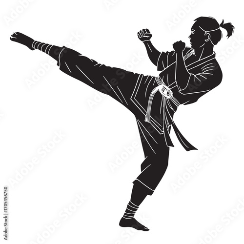 Black savate france kickboxing Silhouette Vector, High Quality Illustration on White Background