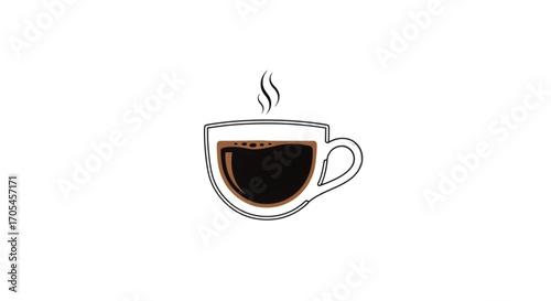 Hot Coffee in a Clear Glass Cup.