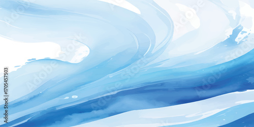 An abstract watercolor design with sky blue hues and a subtle, rippling wave pattern that evokes a calm ocean horizon