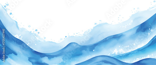 An abstract blue background with clean water waves and a fresh drop of liquid color splashing in motion