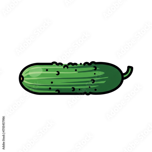Illustration of a fresh green cucumber with dark spots.
