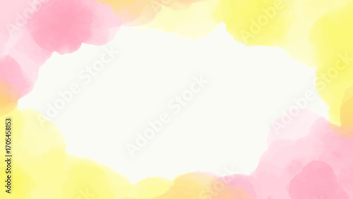 Soft Watercolor Frame in Pink and Yellow Pastel Shades