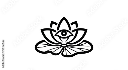 Stylized Lotus Flower with All-Seeing Eye Symbol.