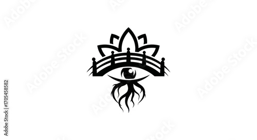 Abstract lotus bridge eye logo design concept.