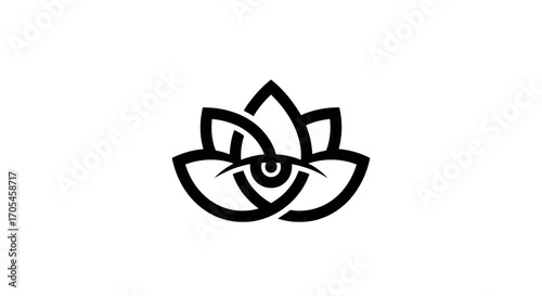 Mystical lotus flower with an all seeing eye logo design.