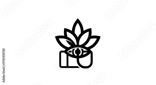 Spiritual symbol of wisdom with lotus flower and eye icon.
