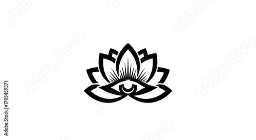 Black and white lotus flower with an eye in the center.