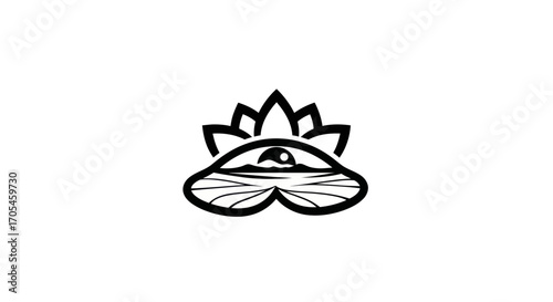 Spiritual enlightenment symbol with a lotus flower and all seeing eye UFO.