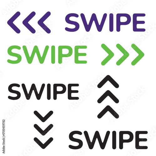 vector illustration of instruction icon of swipe up, down, right, left icon