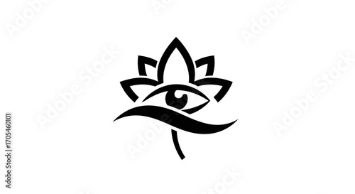 Minimalist Spiritual Lotus Flower and All Seeing Eye Symbol.