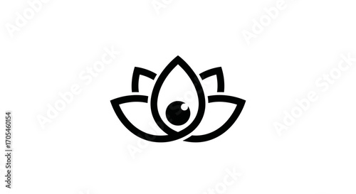 Minimalist Lotus Flower with an Eye Logo Design.