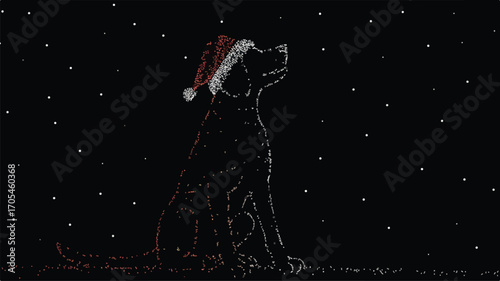 Festive Labrador Retriever Dog Wearing Santa Hat for Christmas Celebration