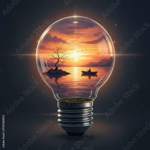light bulb on dark background