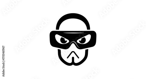 Simple black icon of a masked thief or burglar face.