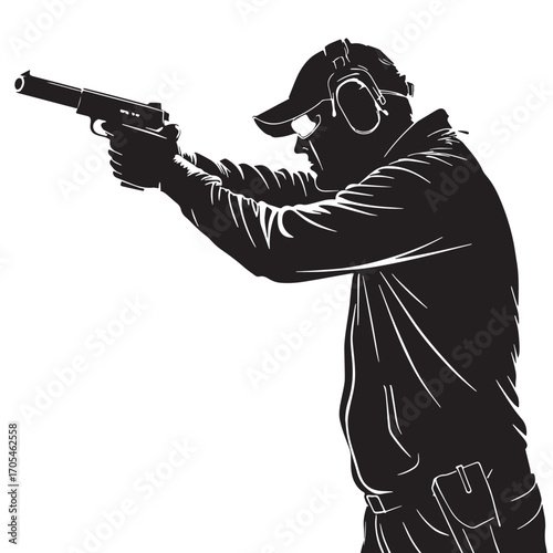 Black shooting Silhouette Vector, High Quality Illustration on White Background