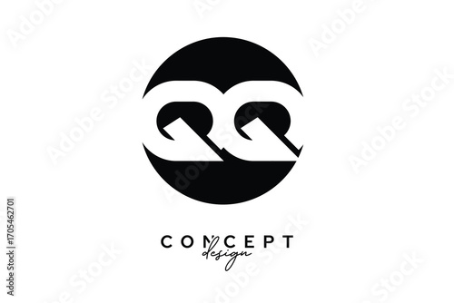 QQ Creative Negative Space Circle Monogram Logo Design