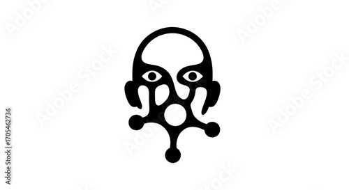 Abstract monochrome graphic of a surreal melting face symbol.