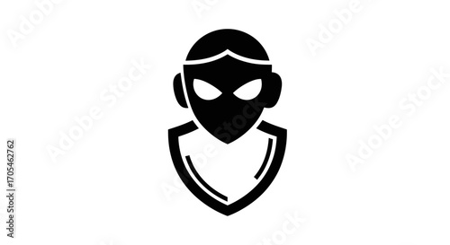 Anonymous Hacker Security Shield Glyph Icon.