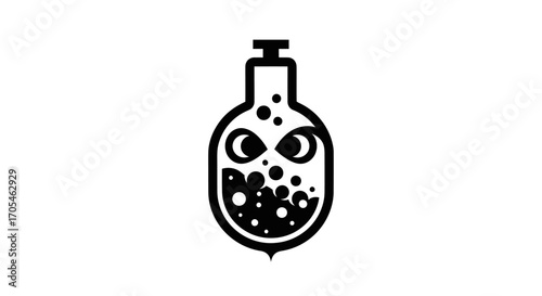 Evil Monster Potion Bottle with Angry Eyes Icon.