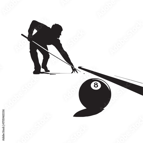 Black snooker Silhouette Vector, High Quality Illustration on White Background