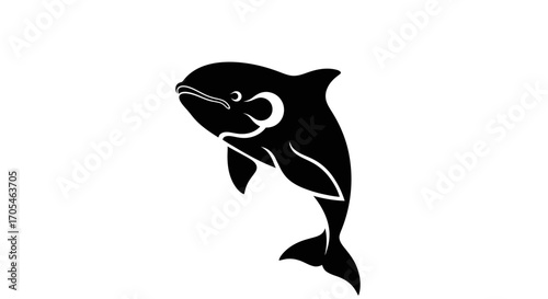 Stylized black orca killer whale graphic illustration.
