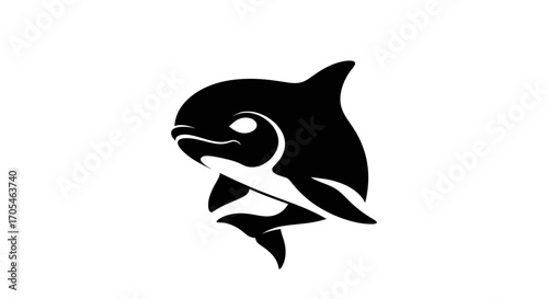 Stylized black orca killer whale head logo icon.