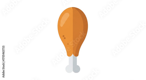 Crispy Fried Chicken Leg Drumstick Flat Icon.