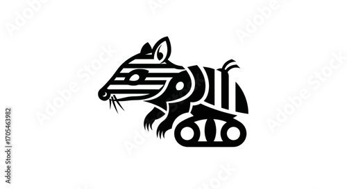 Armored rat creature with caterpillar tracks logo design.