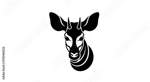 Stylized black vector illustration of an Okapi head.