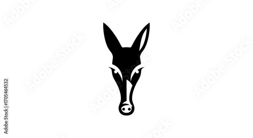 Minimalist black silhouette of a donkey head logo.