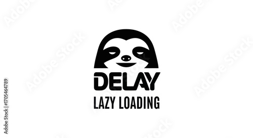 Minimalist sloth logo design for delay and lazy loading concept.