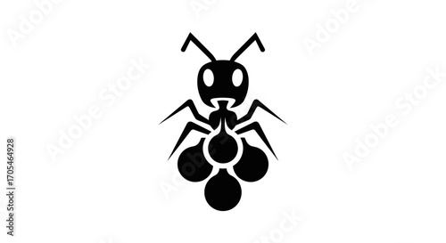 Black ant insect silhouette vector graphic icon.