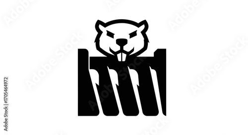 Bold black and white beaver head logo icon.