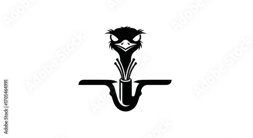 Angry Ostrich Head Sticking Out of a Pipe Graphic.
