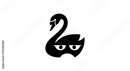 Creative black swan logo design shaped like number two.