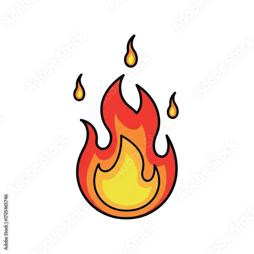 Cartoon Fire Flames Icon.