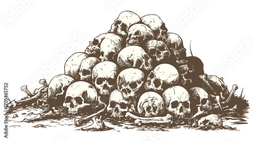 Sinister Skull Pile Depicting Terrifying Horror Scene for Design Projects