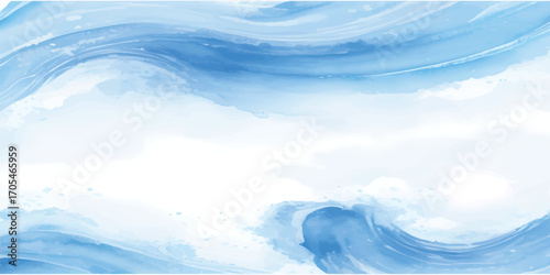 Beautiful day with clear blue sky and white clouds reflected on the water