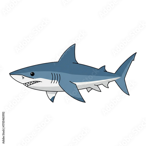 Cartoon Great White Shark Illustration.