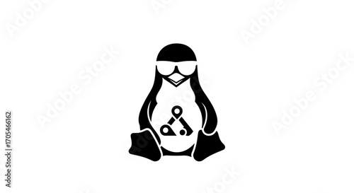 Anonymous Linux Penguin Mascot with Blindfold Symbol.