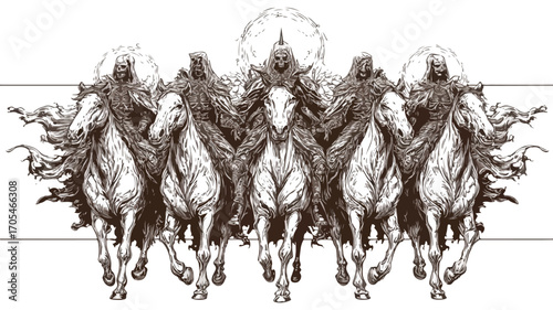 Apocalyptic Horsemen Vector Illustration for Marketing Materials and Designs