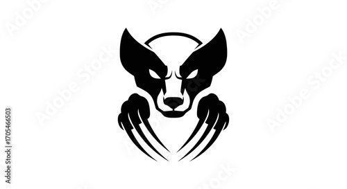 Stylized black wolverine mascot with menacing claws.