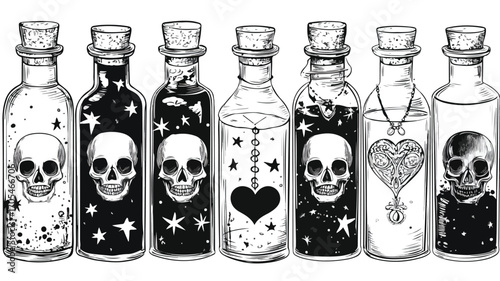 Vintage Potion Bottle Vector Silhouette Illustration for Design Projects