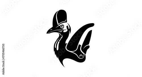 Stylized black cassowary bird logo icon design.