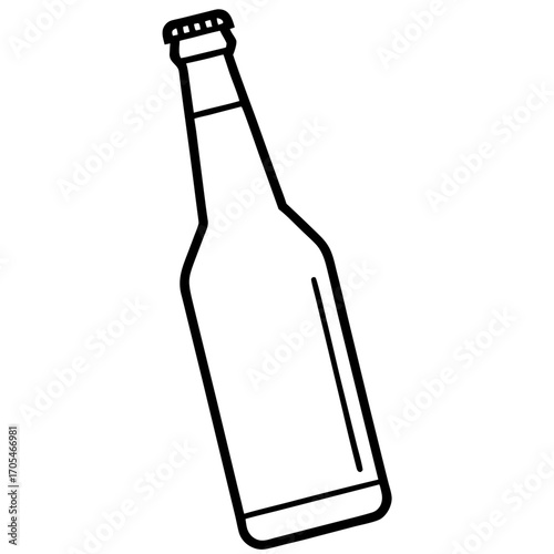 Line Art of  Beer bottle on white background