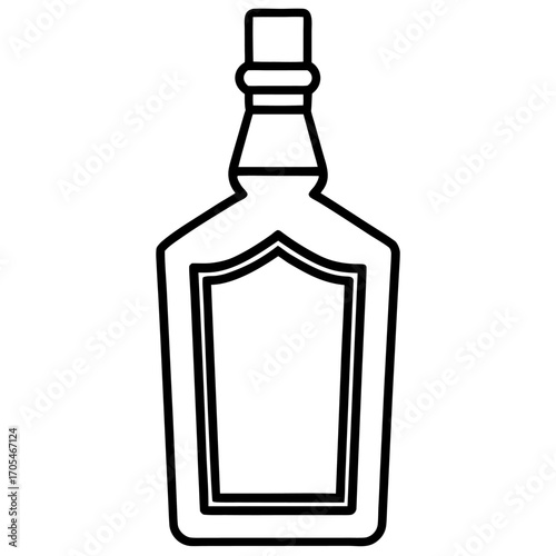 Line Art of  Whiskey bottle on white background