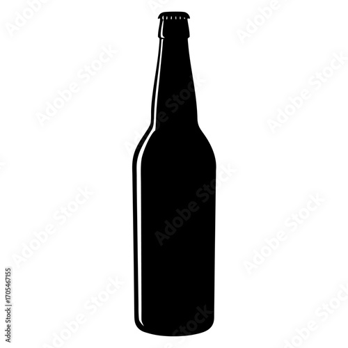Silhouette Beer bottle on white background
