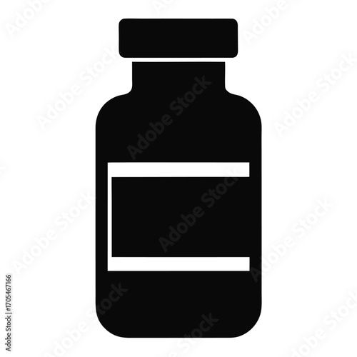 Silhouette Medicine bottle on white background
