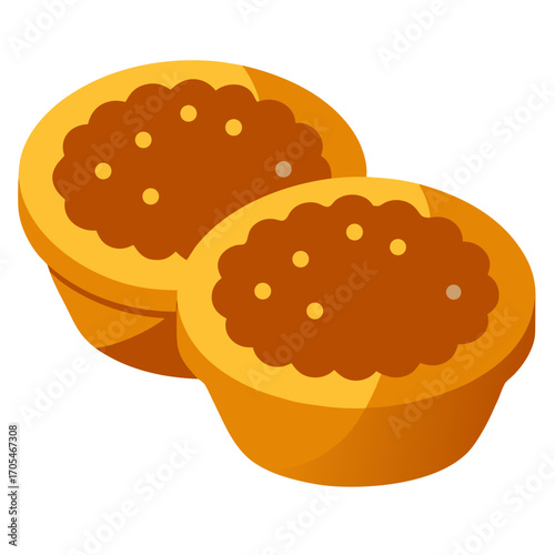 Vector of butter Tarts on white background