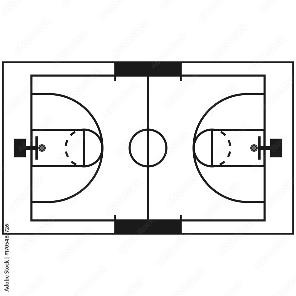 Fototapeta premium Basic Basketball Court Layout